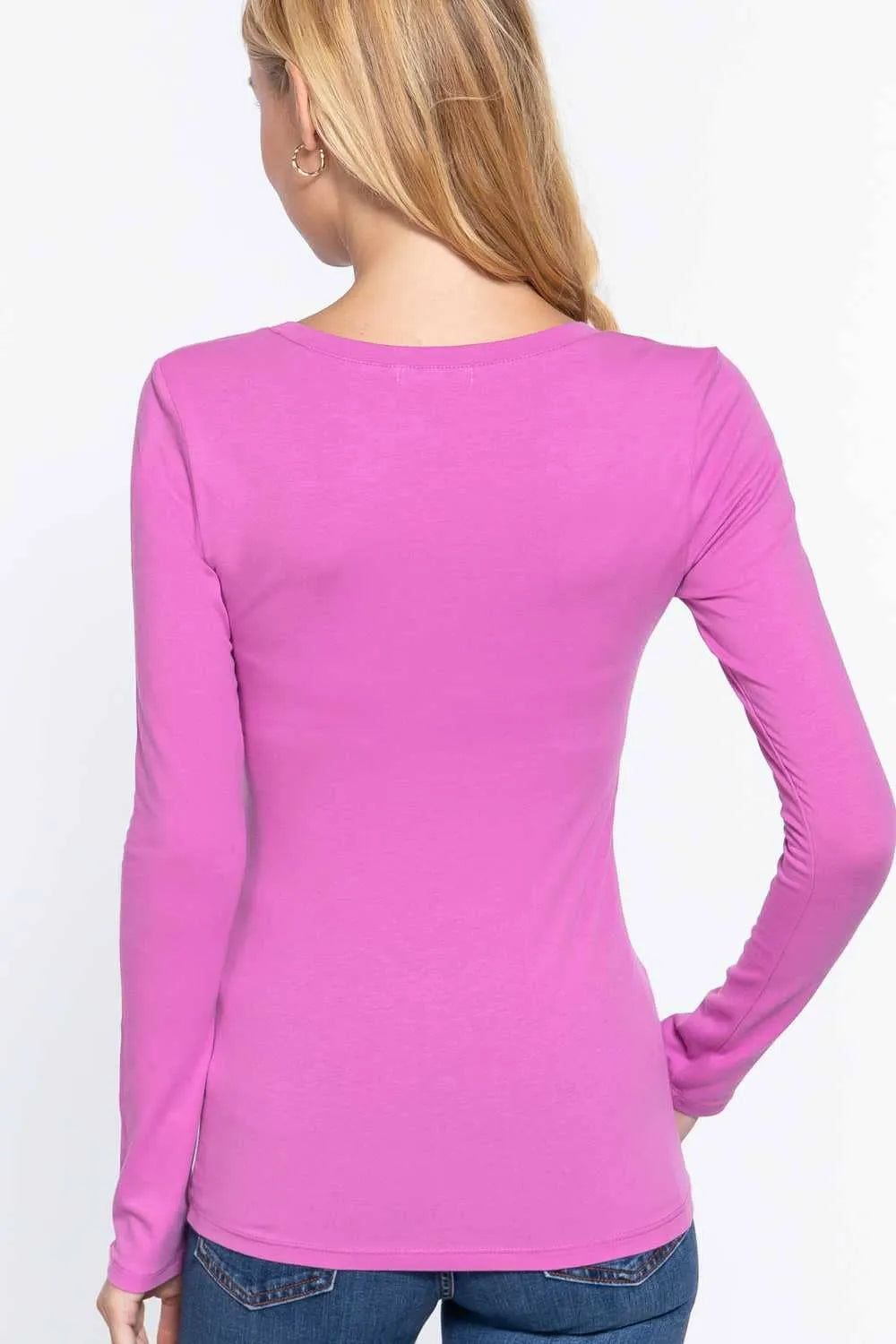 Long Sleeve Scoop Neck Basic Top - Shop Emma's 