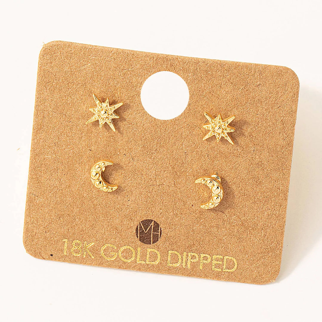 Mini Star Moon Stud Earrings Set - Shop Emma's 