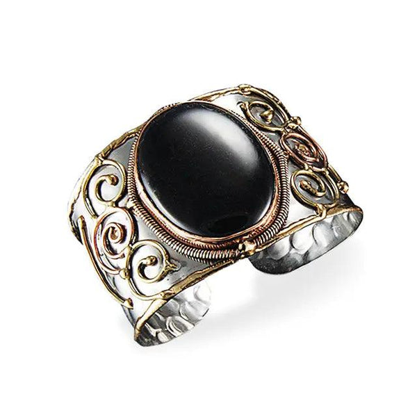 Mixed Metal and Black Onyx Stone Bracelet - Shop Emma's 