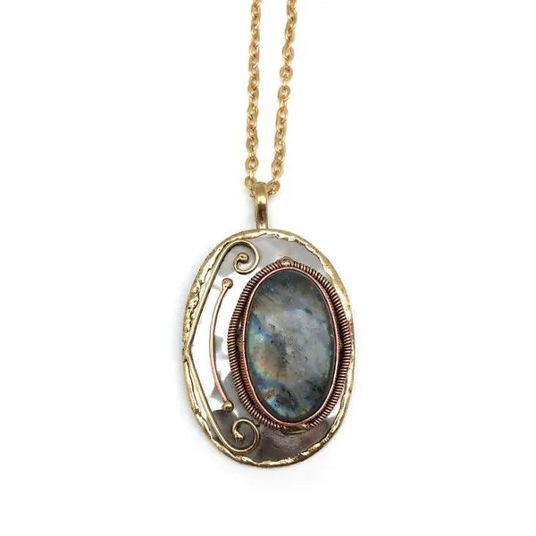 Mixed Metal and Labradorite Stone Pendant - Shop Emma's 