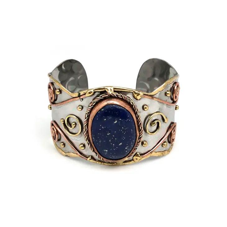 Mixed Metal and Lapis Lazuli Stone Bracelet - Shop Emma's 