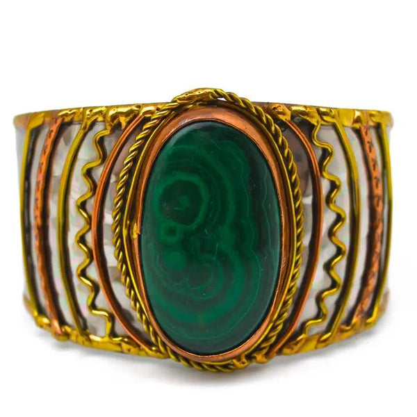 Mixed Metal and Malachite Stone Bracelet - Shop Emma's 