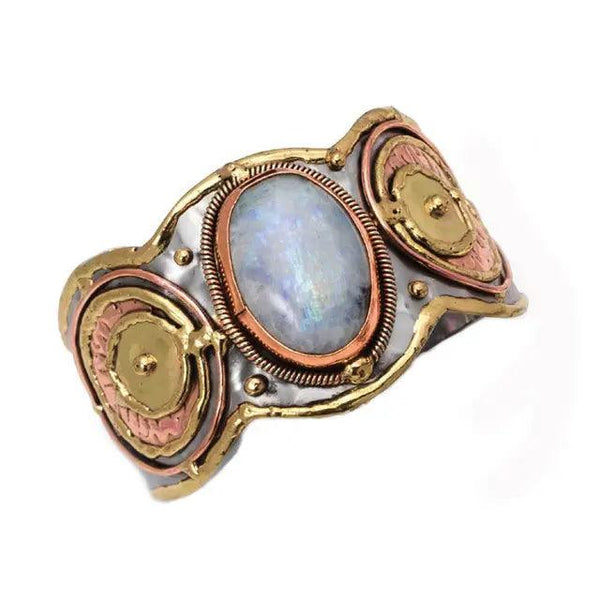 Mixed Metal and Rainbow Moonstone Stone Bracelet - Shop Emma's 