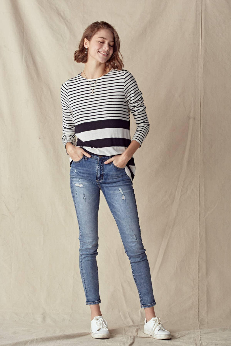 Mixed Stripe Knit Top - Shop Emma's 