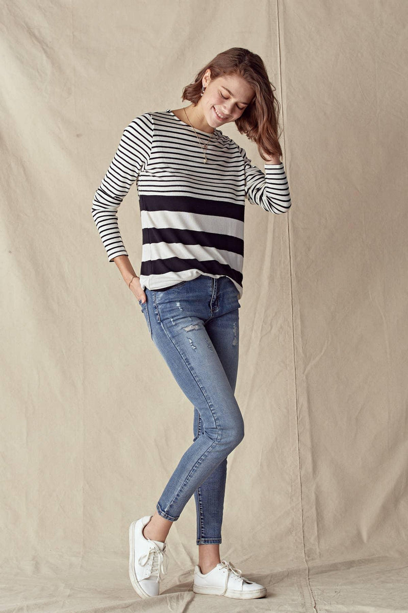 Mixed Stripe Knit Top - Shop Emma's 