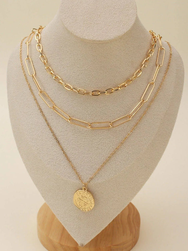 Multi Layer Chain Necklace Set With Pendant - Shop Emma's 