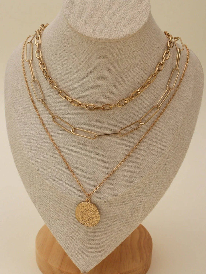 Multi Layer Chain Necklace Set With Pendant - Shop Emma's 