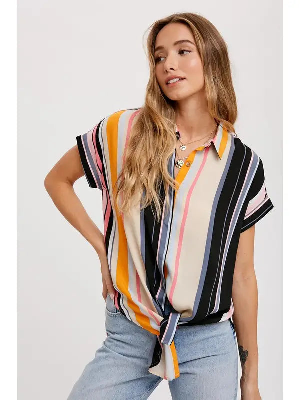 Multi Stripe Button Up Shirt - Shop Emma's 