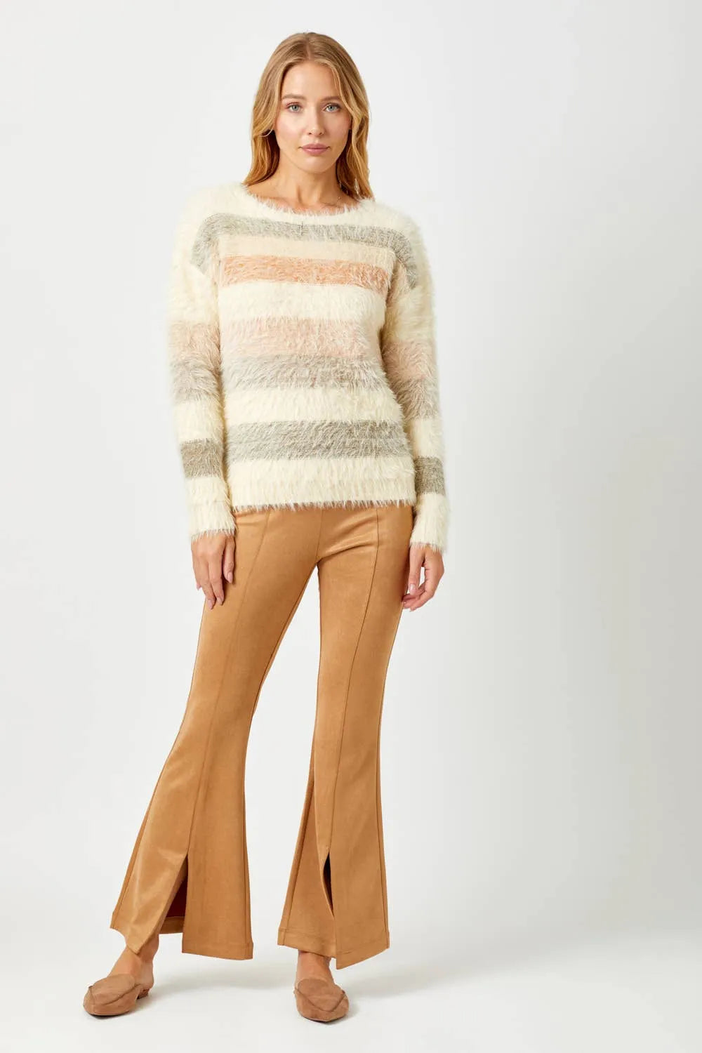 Mystree Fuzzy Multicolor Stripe Sweater - Shop Emma's 