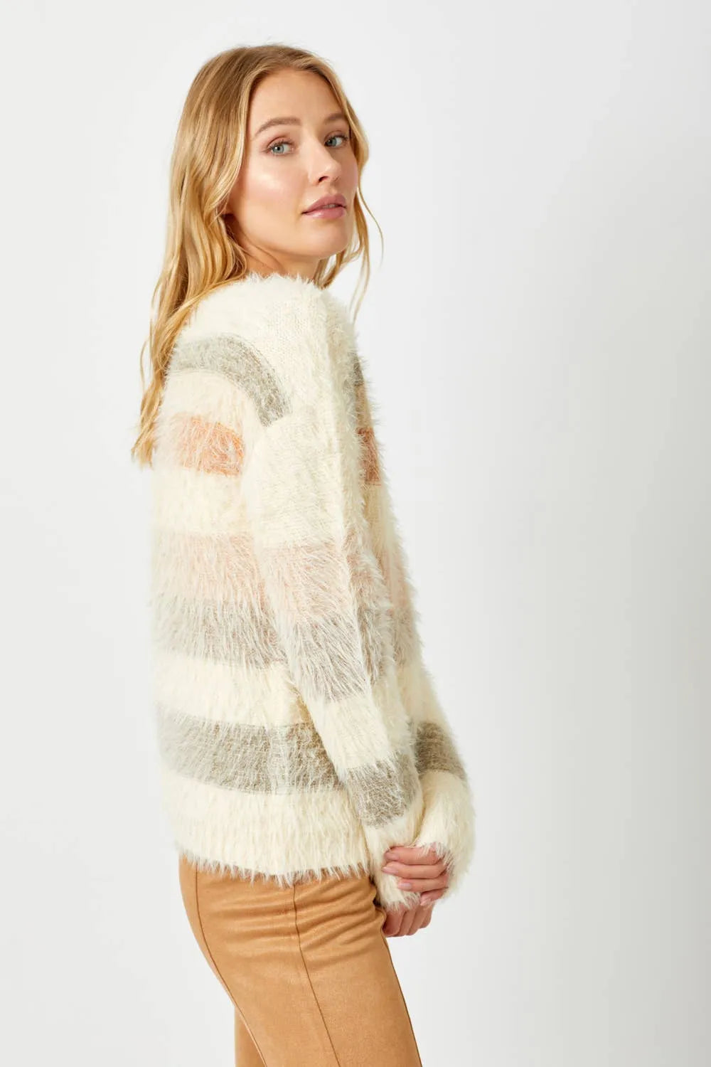 Mystree Fuzzy Multicolor Stripe Sweater - Shop Emma's 