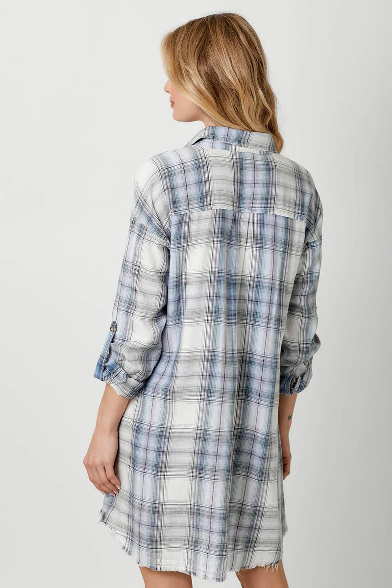 Mystree Washed Plaid Shirt Dress - Shop Emma's 