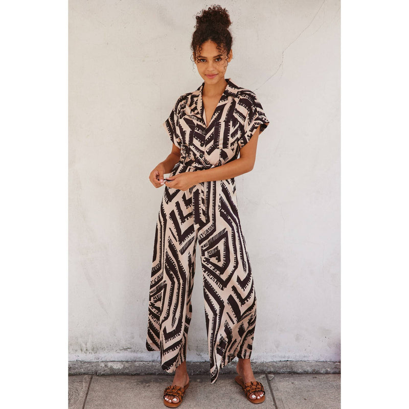 Off Limits Collared Button Front Jumpsuit