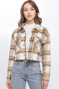 Plaid Cropped Button Down Jacket - Shop Emma's 