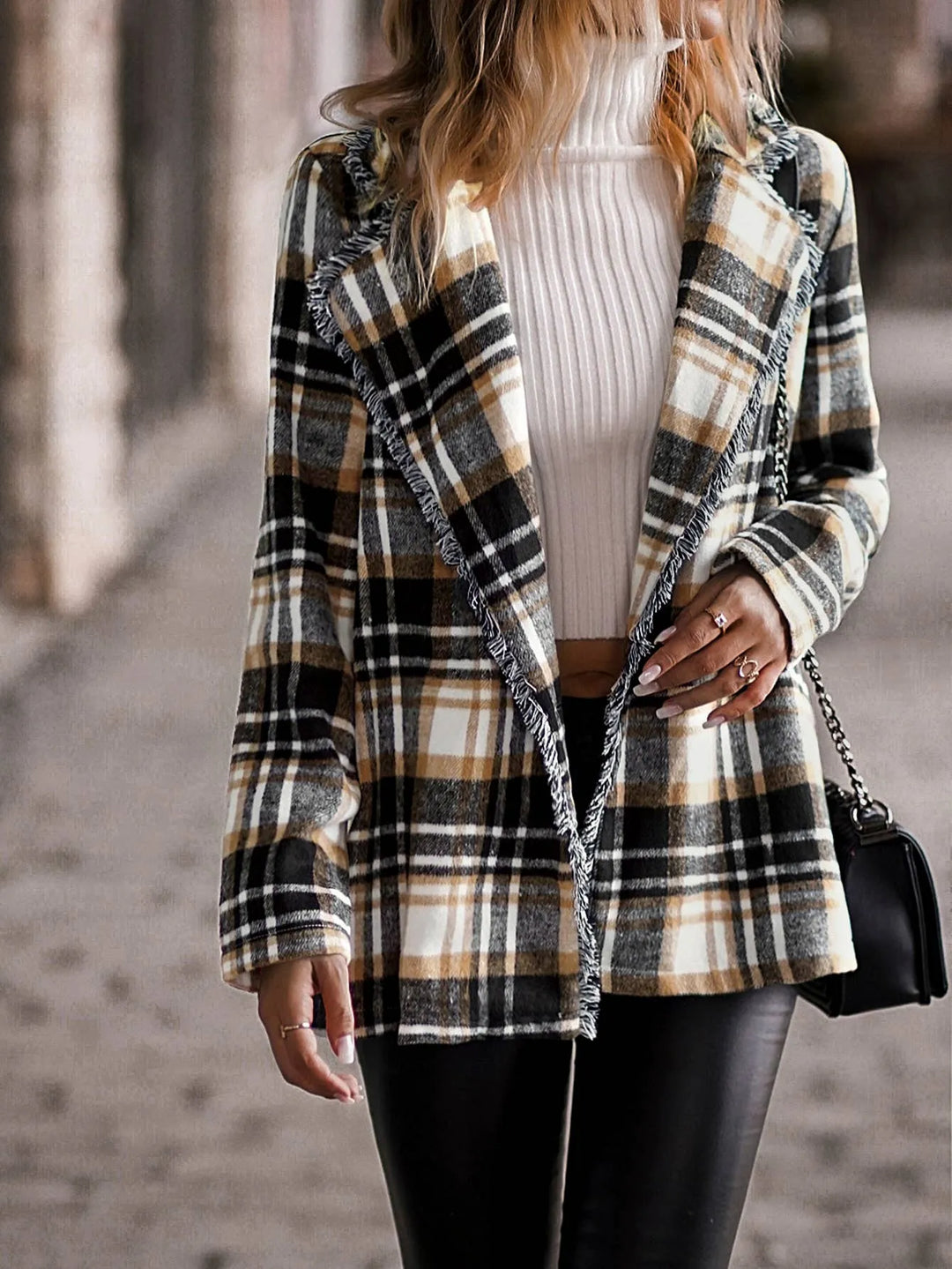 Plaid with Fringe Shacket Blazer - Shop Emma's 