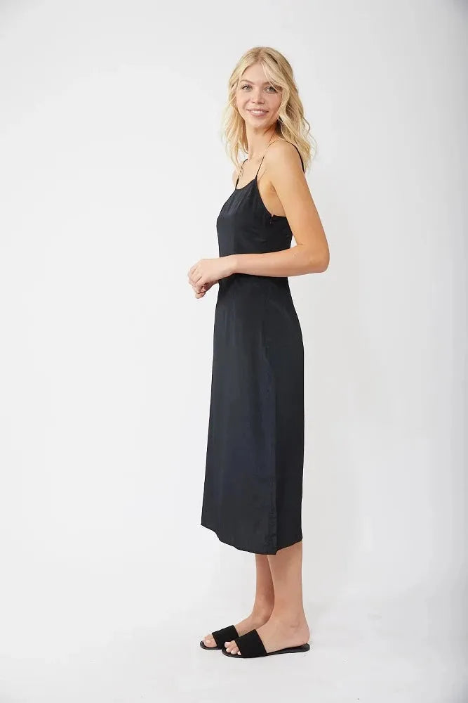 Black Porter Midi Dress side view - Emma's Boutique