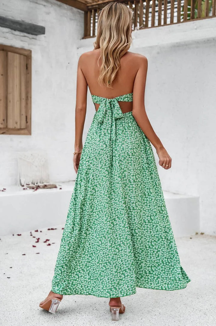 Printed Smocked Halter Maxi Dress - Shop Emma's 