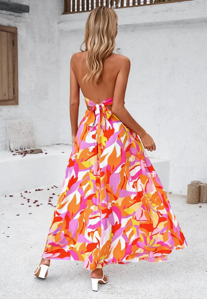 Printed Smocked Halter Maxi Dress - Shop Emma's 