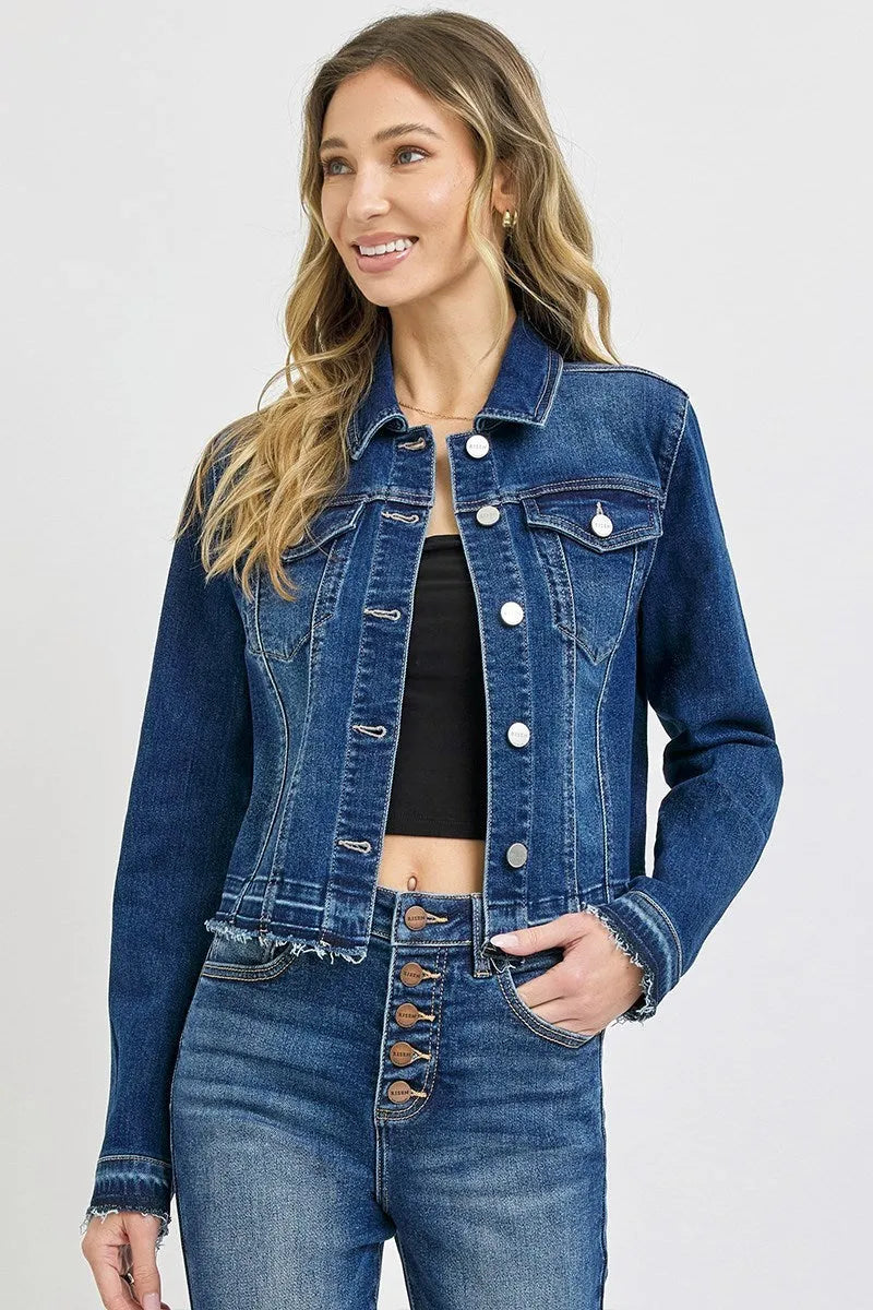 Released Hem Detail Denim Jacket - Shop Emma's 