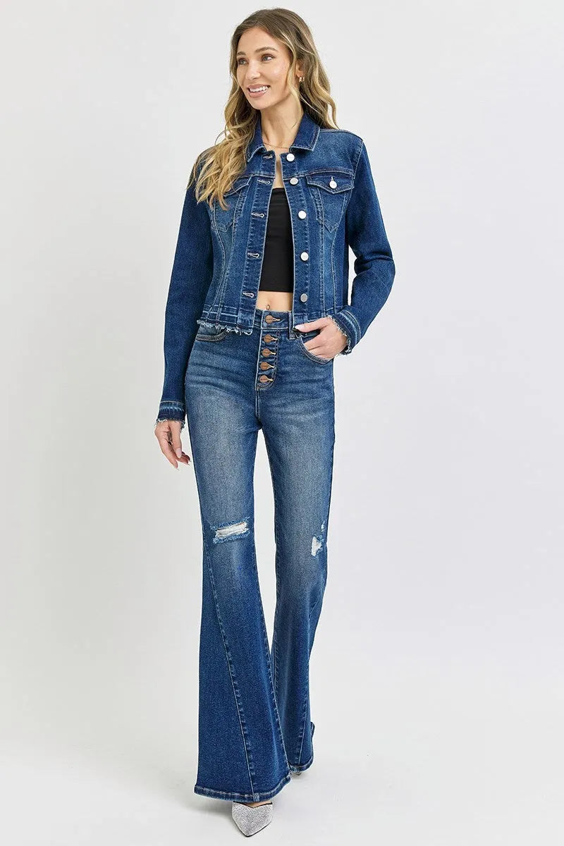 Released Hem Detail Denim Jacket - Shop Emma's 