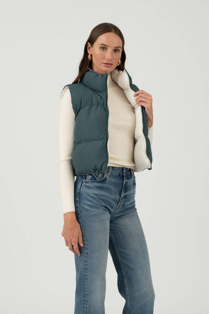 Reversible Cropped Puffer Vest - Shop Emma's 