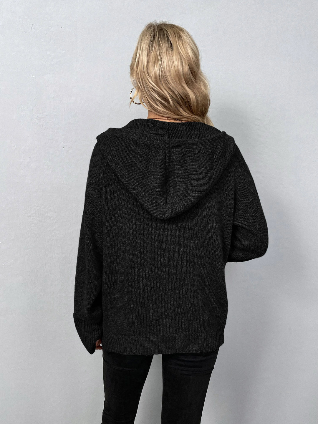 Ribbed Knit Button Cardigan Hoodie - Shop Emma's 