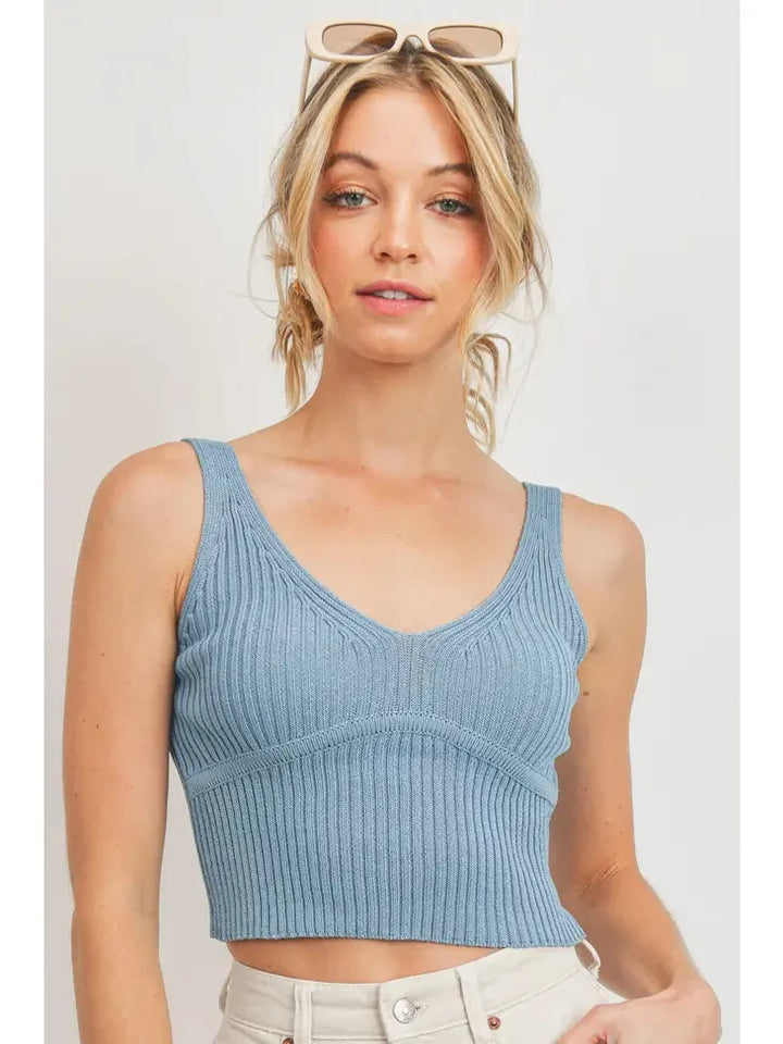 Ribbed Knit Sleeveless Top - Shop Emma's 