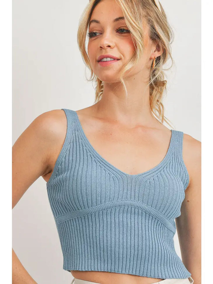 Ribbed Knit Sleeveless Top - Shop Emma's 