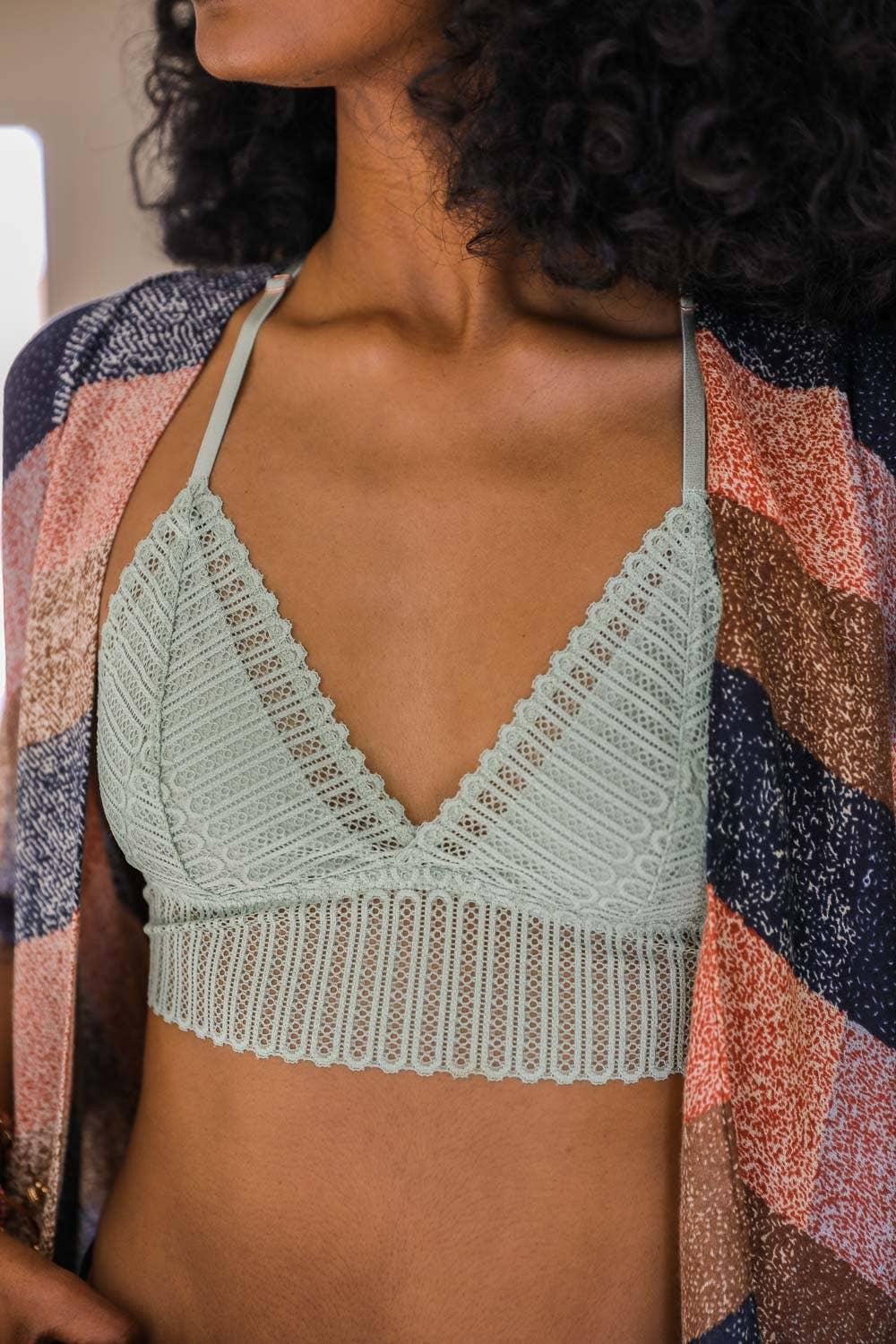 Ribbed Lace Boho Racerback Bralette - Shop Emma's 