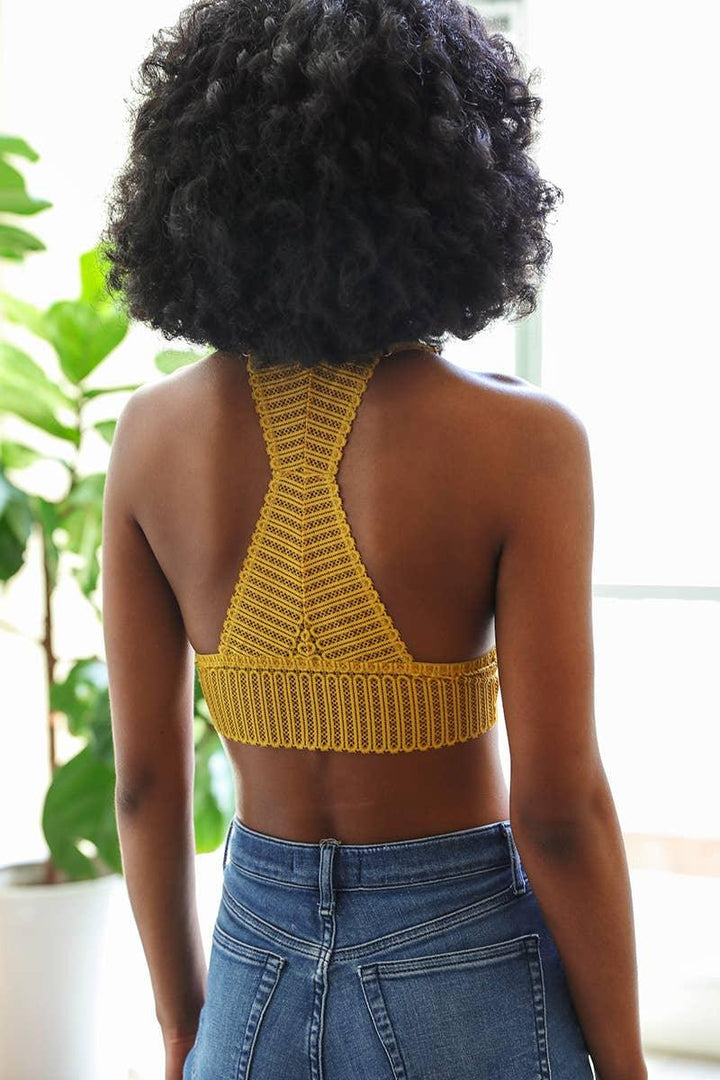 Ribbed Lace Boho Racerback Bralette - Shop Emma's 