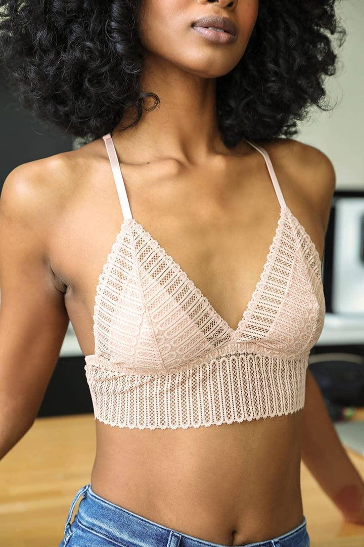 Ribbed Lace Boho Racerback Bralette - Shop Emma's 