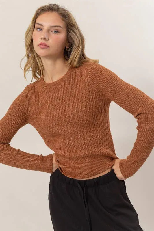 Ribbed Long Sleeve Knit Top - Shop Emma's 