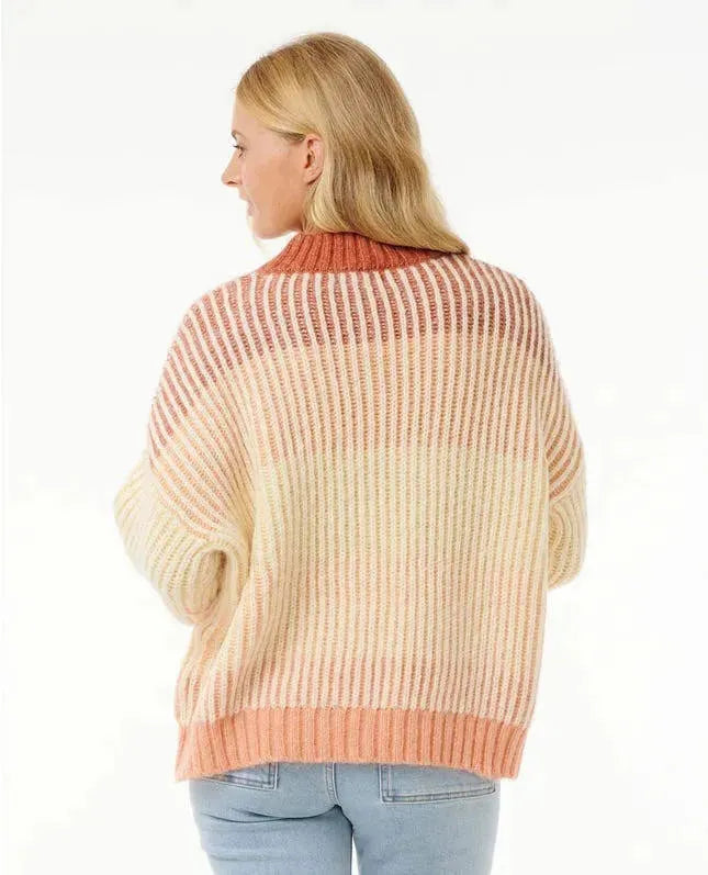 Rip Curl Soleil Rib Knit Crew Sweater burnt red back