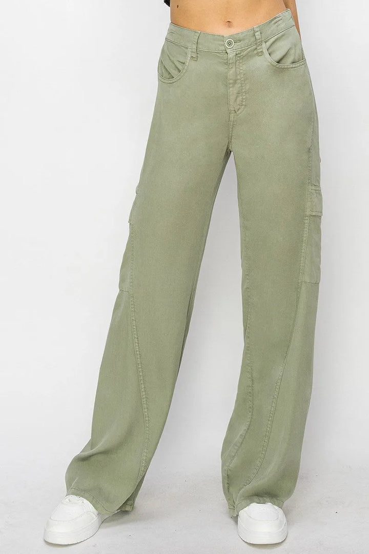 Rise High Rise Cargo Tencel Pants - Shop Emma's 