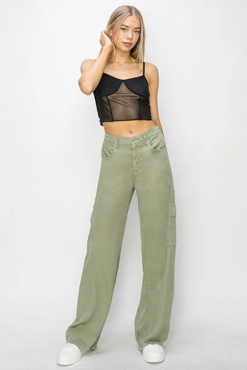 Rise High Rise Cargo Tencel Pants - Shop Emma's 