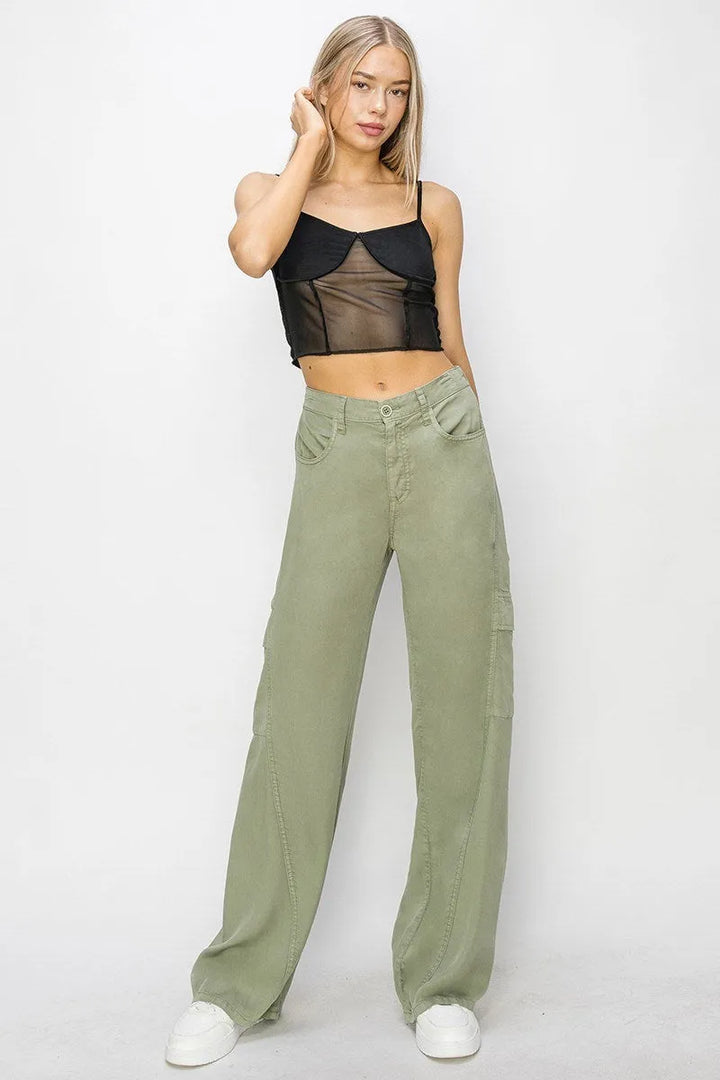 Rise High Rise Cargo Tencel Pants - Shop Emma's 