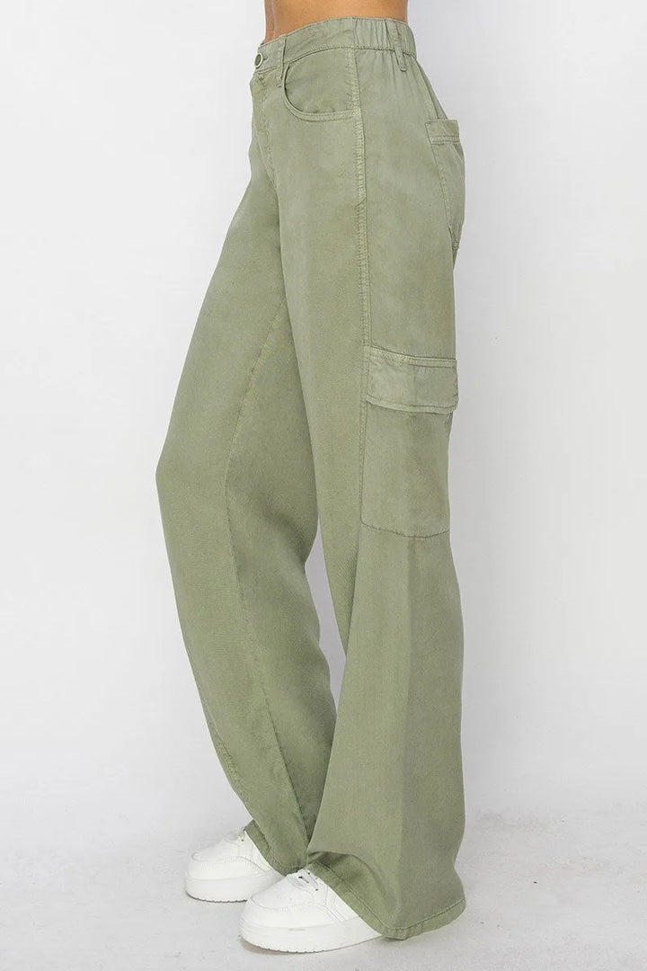 Rise High Rise Cargo Tencel Pants - Shop Emma's 