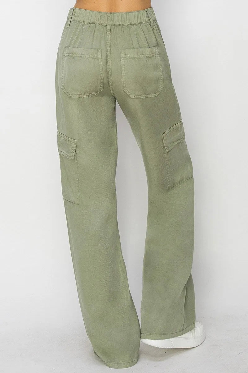 Rise High Rise Cargo Tencel Pants - Shop Emma's 