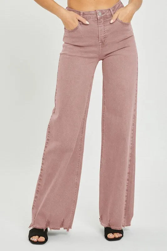 Risen Mauve High Rise Wide Leg Jeans - Shop Emma's 