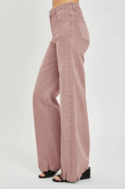 Risen Mauve High Rise Wide Leg Jeans - Shop Emma's 