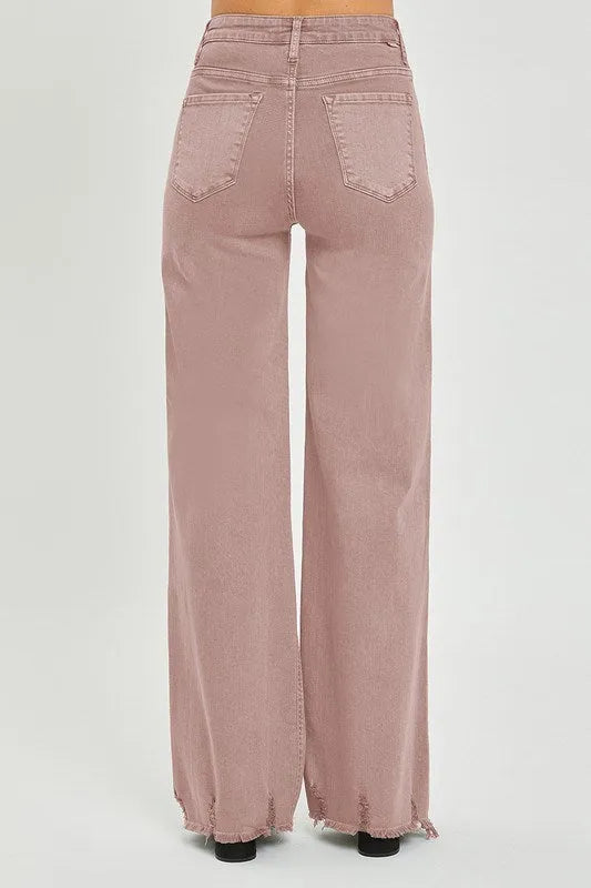 Risen Mauve High Rise Wide Leg Jeans - Shop Emma's 