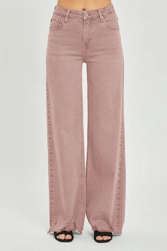 Risen Mauve High Rise Wide Leg Jeans - Shop Emma's 