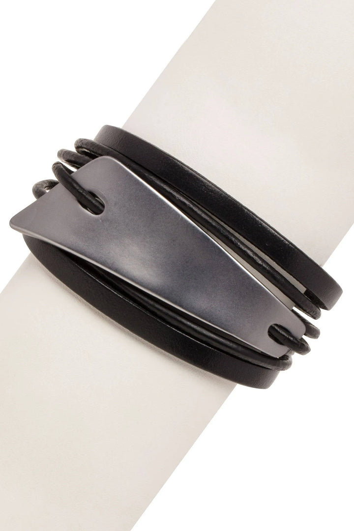 SAACHI - Absolute Zero Metallic Plated Leather Cuff Bracelet - Shop Emma's 