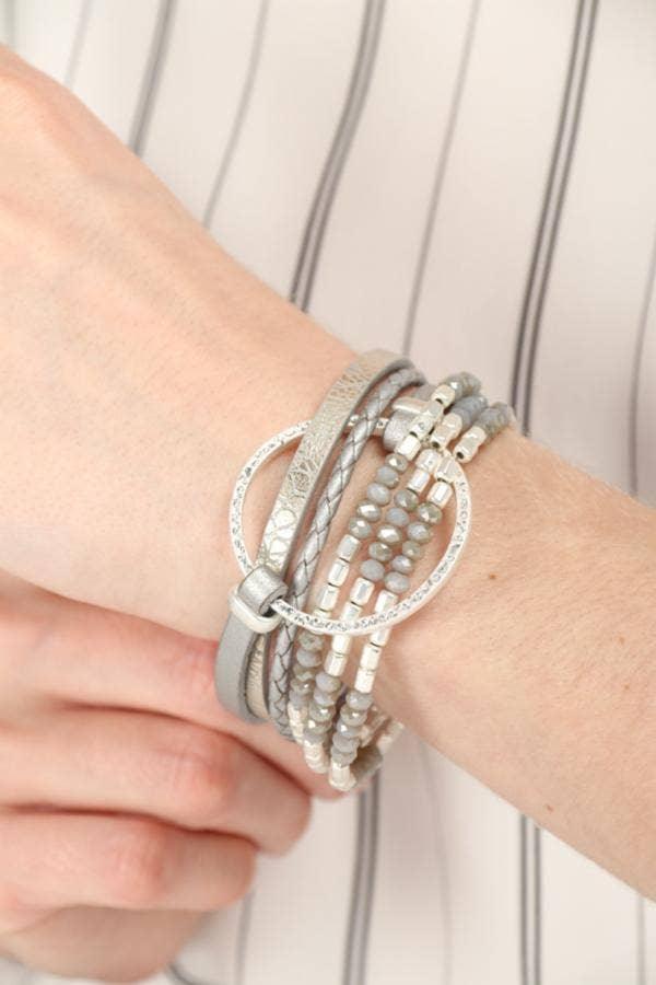 SAACHI - Metallic Go with the Flow Taupe Beaded Bracelet - Shop Emma's 