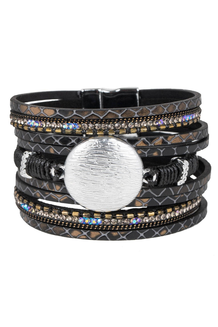 SAACHI - Monochrome Optical Leather Wrap Bracelet - Shop Emma's 