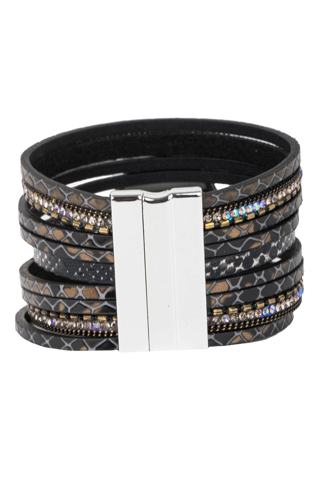 SAACHI - Monochrome Optical Leather Wrap Bracelet - Shop Emma's 