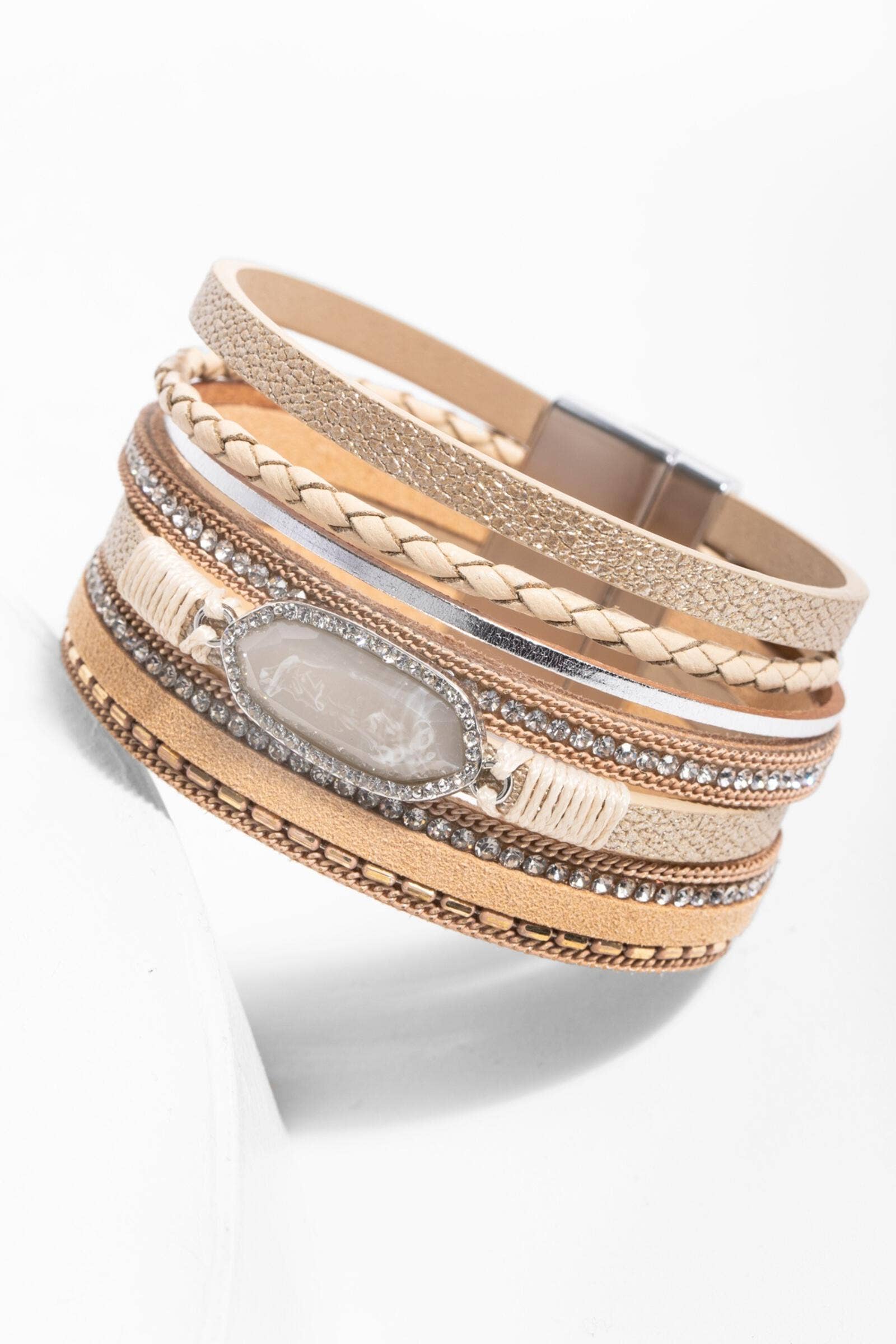 Shop SAACHI Reno Resin Stone Leather Bracelet Now at Emma s Boutique