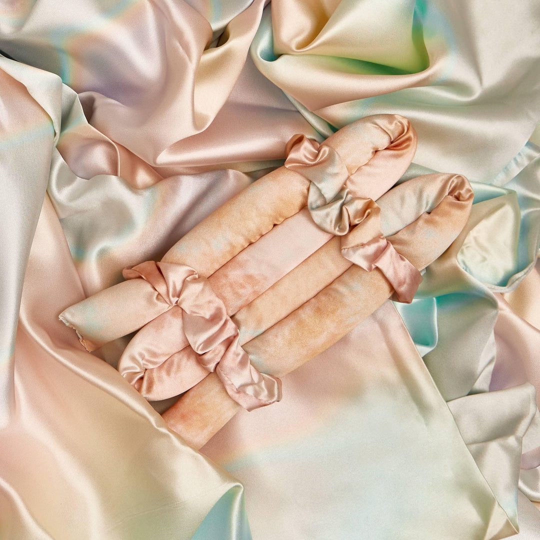 Satin Heatless Curling Set - Sunset Tie Dye pic 6 - Emma's Boutique