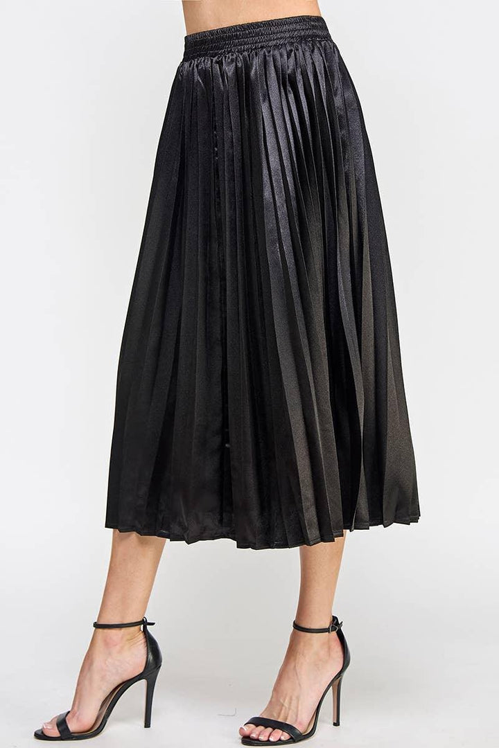 Satin Pleated A-Line Skirt - Shop Emma's 