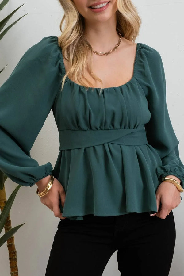 Scoop Neck Back Tie Blouse - Shop Emma's 