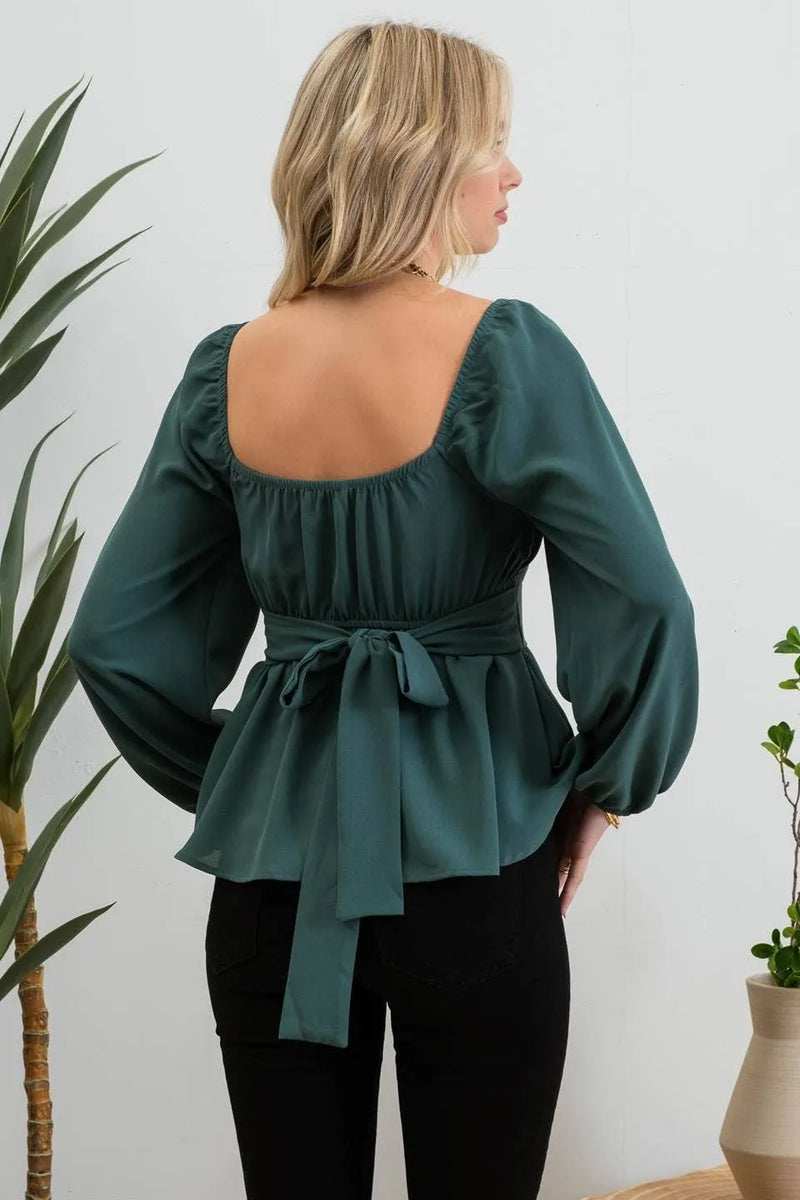 Scoop Neck Back Tie Blouse - Shop Emma's 